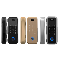 小家丁玻璃门指纹锁办公室智能锁单开双开免开孔免布线刷卡门禁锁