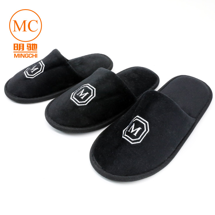 black velour slippers