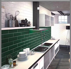 100x300 浴室 厨房 酒店装饰 彩色小砖 墨绿色 内墙砖