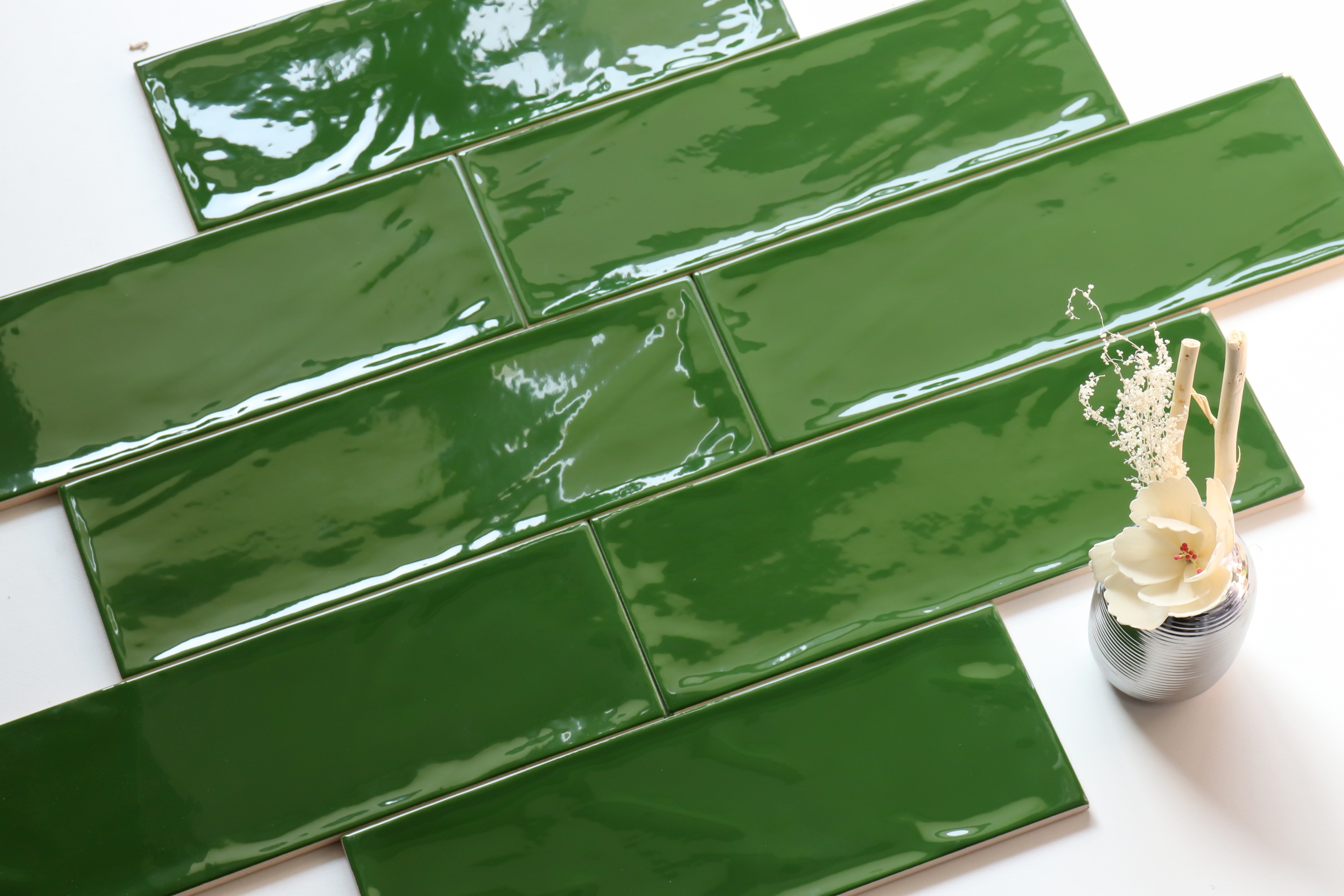 100x300 浴室 厨房 酒店装饰 彩色小砖 墨绿色 内墙砖