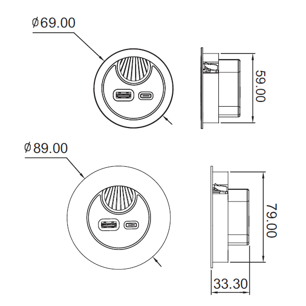 Desktop Grommet with USB Charger