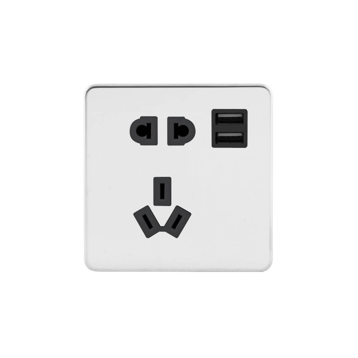 Screwless Flat Profile 10A CCC Socket with USB Charger