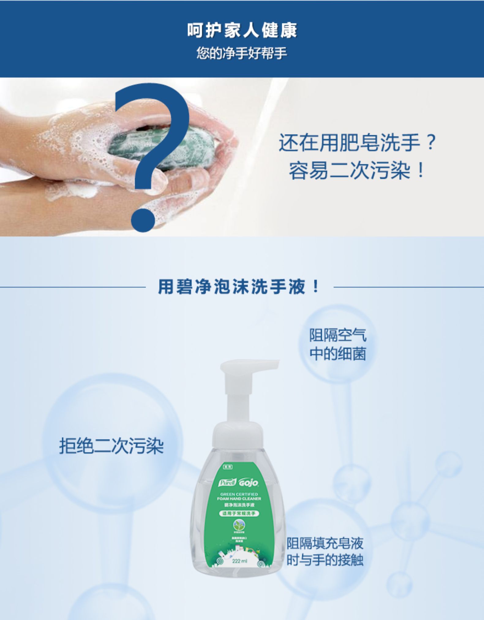 普瑞来美国原装进口碧净泡沫洗手液222ml按压取液泡沫丰富