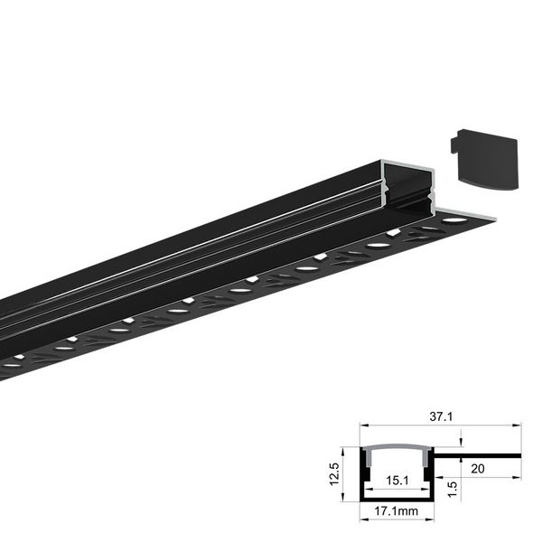 QSG-3712黑色单边预埋线形灯、线性灯、LED铝型材灯、LED灯带
