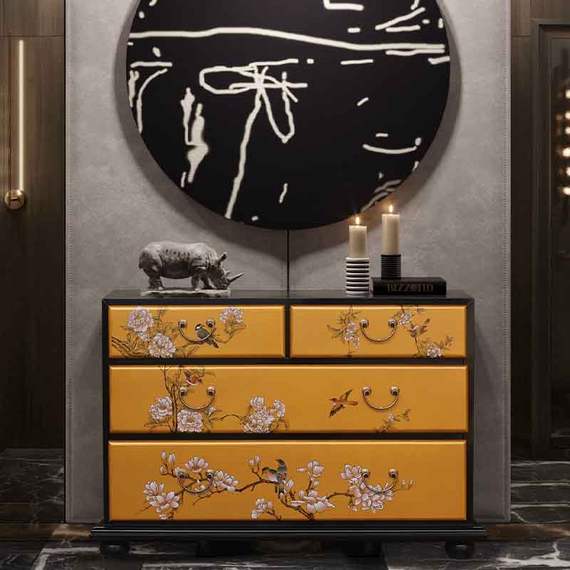 新中式彩绘实木多斗柜