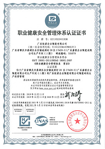 ISO职业健康体系证书