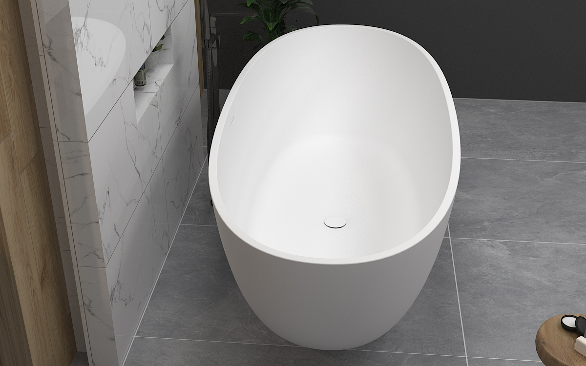 人造石白色哑光浴缸-2130260