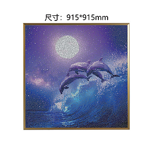装饰画 玻璃马赛克拼图挂画  海豚