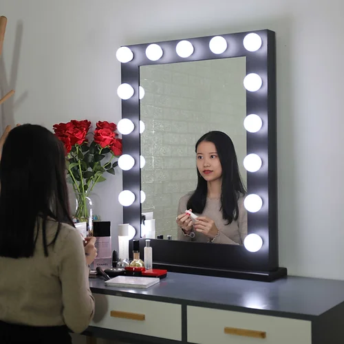 Rectangular Hollywood Bulb Wall Mounted+Table -top Makeup LED Mirror Make-up Mir