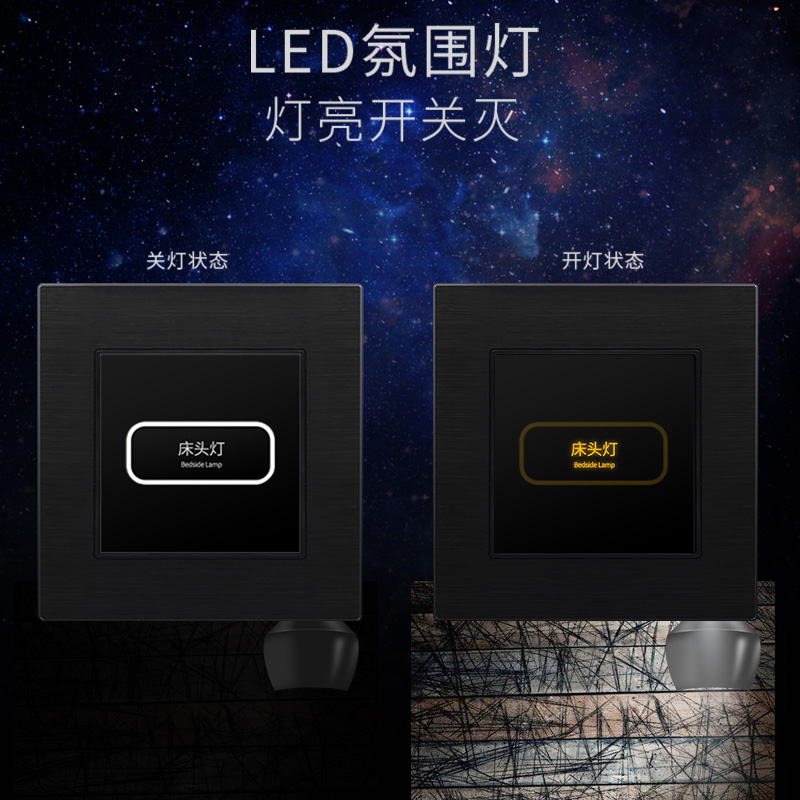 強(qiáng)電RS485通訊modbus弱電方案酒店客控系統(tǒng)雙燈控有線智能開關(guān)控制面板