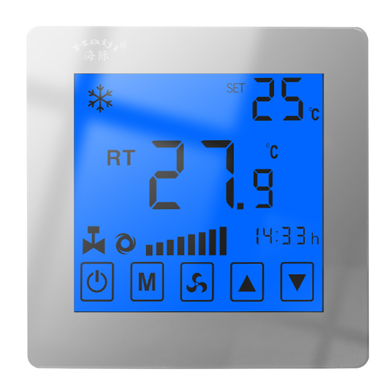 玻璃智能大屏中央空调风机盘管三速控液晶控制面板温控器触摸屏开关面板