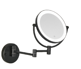 化妆镜-圆底带灯黑色边框