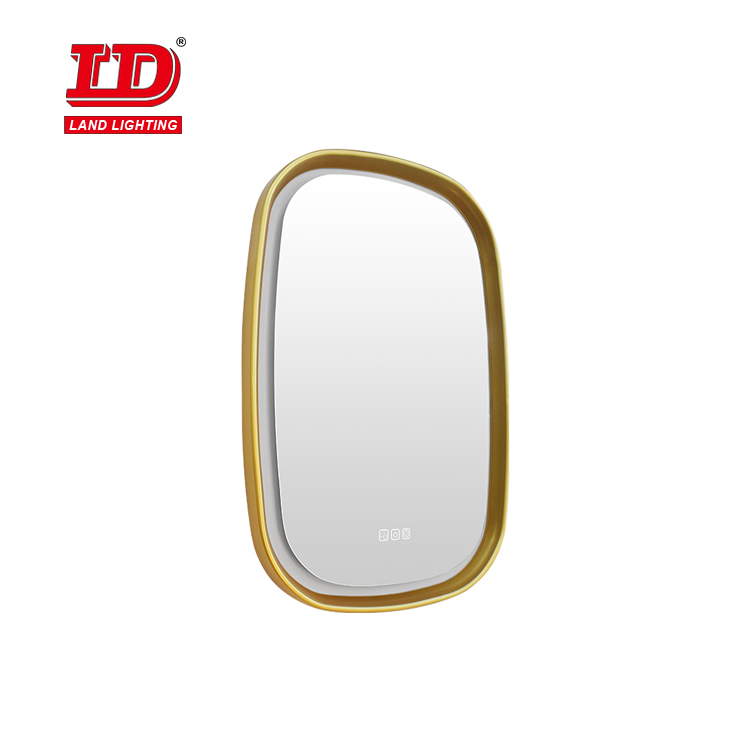 黄金色铝外框LED浴室智能可调光化妆镜