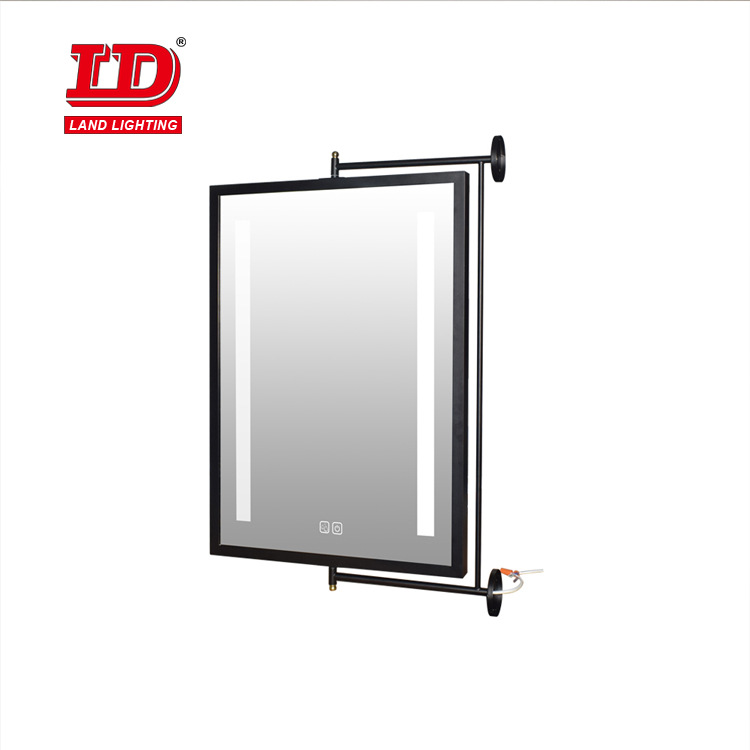 跨境热销品 带支架可旋转智能浴室镜 镜后带置物架简约LED防雾镜